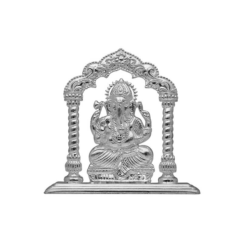 Silver Goddess Ganesh idol in Mandapam