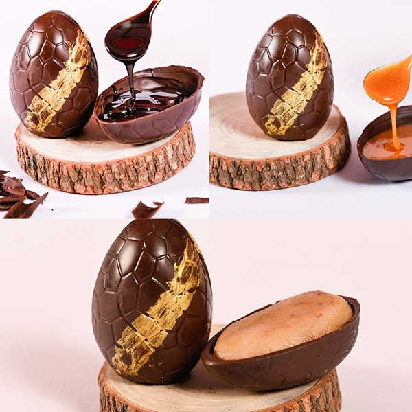Chocolate Easter Eggs with Truffle, Caramel and Marzipan