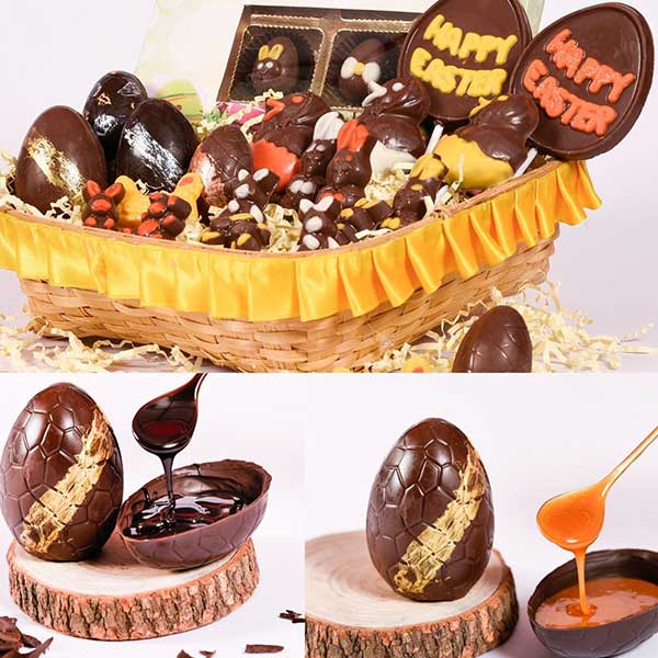 Chocolate Treasure Basket with Truffle and Caramel Filled Easter Eggs