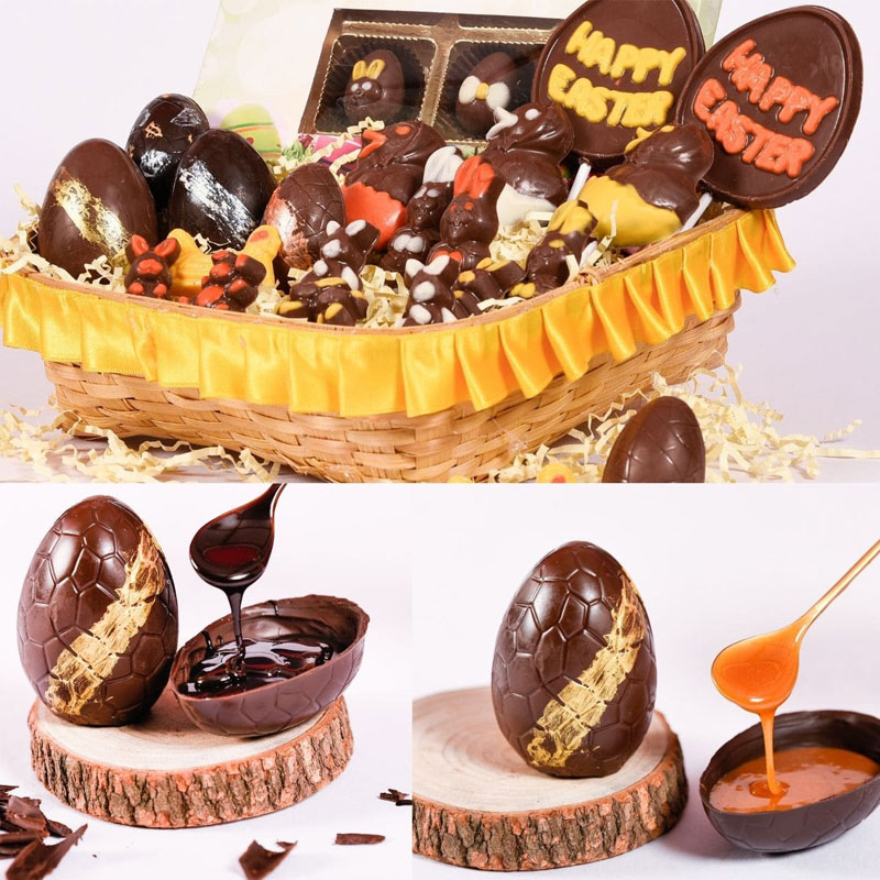 Chocolate Treasure Basket with Truffle and Caramel Filled Easter Eggs