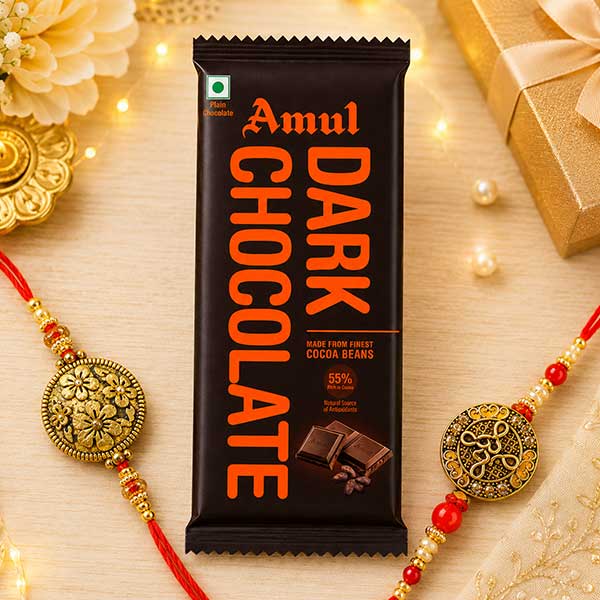 Amul Dark Chocolate with 2 Brother Rakhis