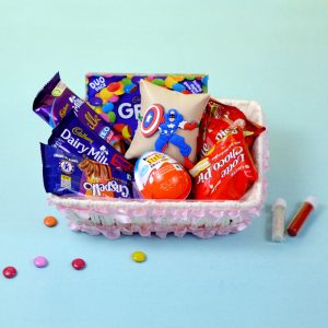 Chocolate Basket with Captain America Kids Rakhi