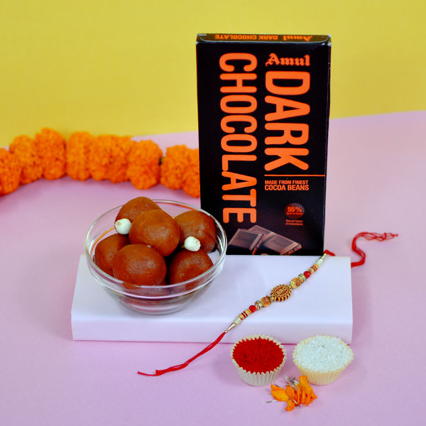 Gulab Jamun and Amul Dark Chocolate with Rakhi