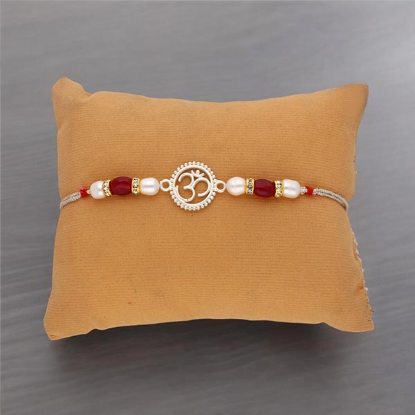 Sacred Om Designer Silver Rakhi