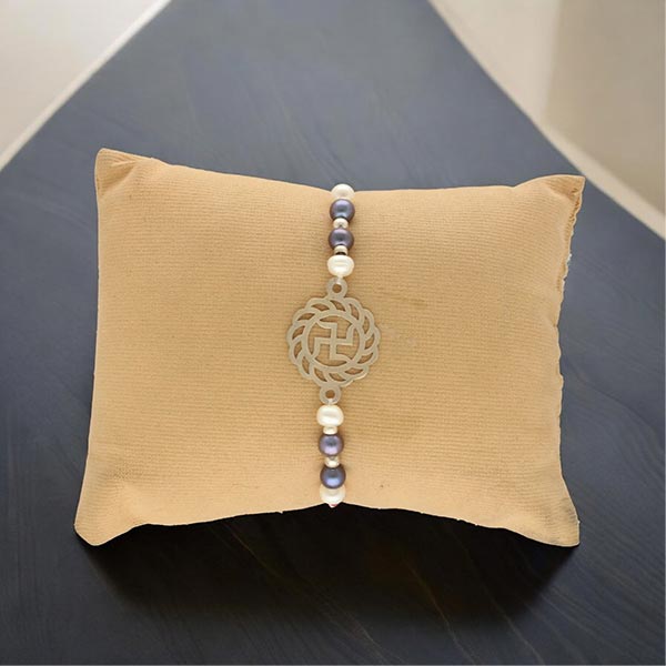 Sublime Silver Swastik Design Rakhi