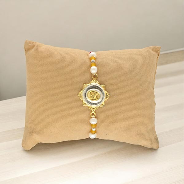 Swastik Yantra Designer Silver Rakhi