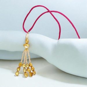 Radiant Matte Gold Lumba Pearl Rakhi