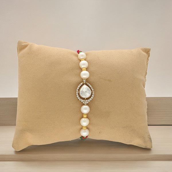 Natural Cubic Zirconia Pearl Rakhi