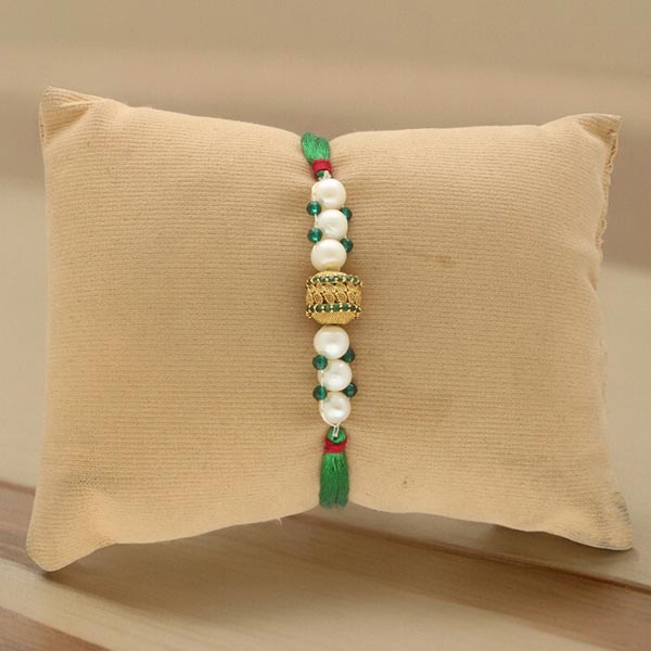 Alluring Gold Plated Pearl Rakhi