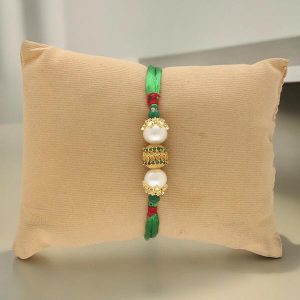 Designer Gold Plated Pearl Bracelet Rakhi