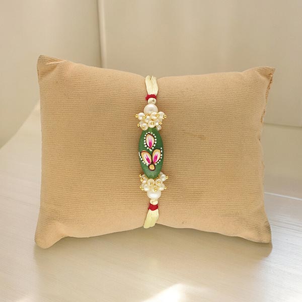 Semi Precious Colorful Designer Pearl Rakhi