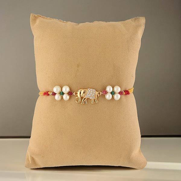 Whispers Cubic Zirconia Ganesh Pearl Rakhi