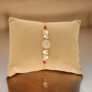 Shining Hyderabad Fresh Water Pearl Rakhi For Bhaiya