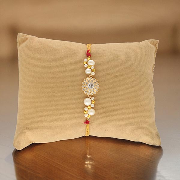 Shining Hyderabad Fresh Water Pearl Rakhi For Bhaiya