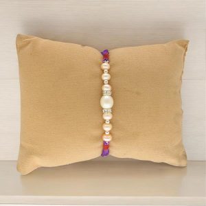 Ethnic Designer White Pearl Rakhi for Brother
