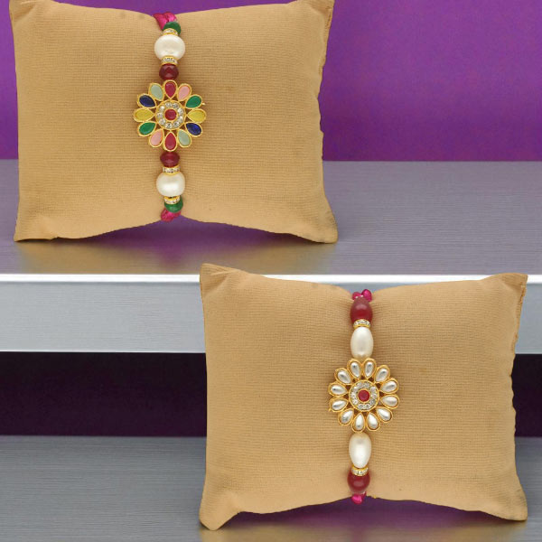 Knit of Care Combo Of 2 Pearl Rakhi