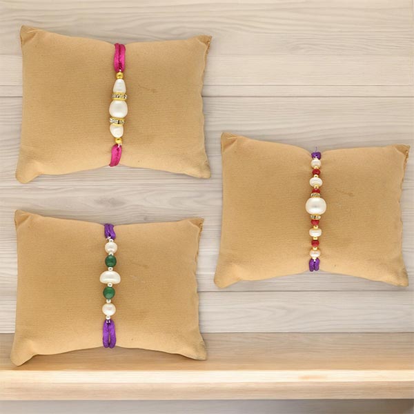 Combo of 3 Beautiful Designer Pearl Rakhi for Brothers
