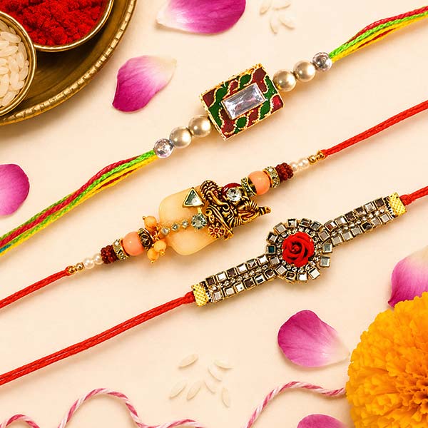 Three Royal Designer Rakhi Set