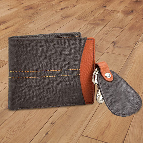 Designer Gents Wallet Key Ring Combo