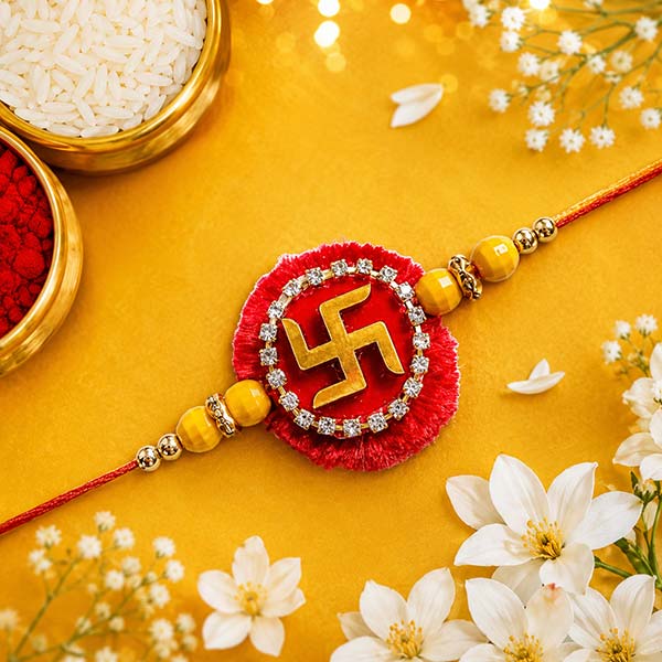 Stone Studded Swastika Rakhi