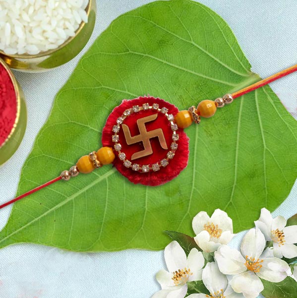 Stone Studded Swastika Rakhi