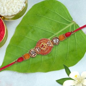 Divine OM Metal Stone Rakhi