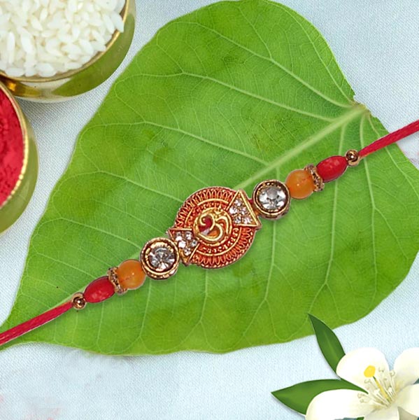 Divine OM Metal Stone Rakhi