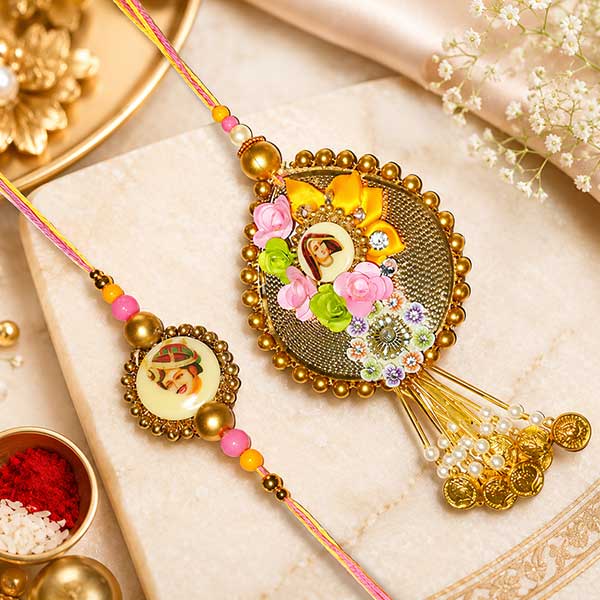 Royal Raja Rani Rakhi Pair Set