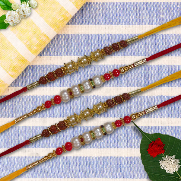 Set of 4 Pearl Rakhis for Brother
