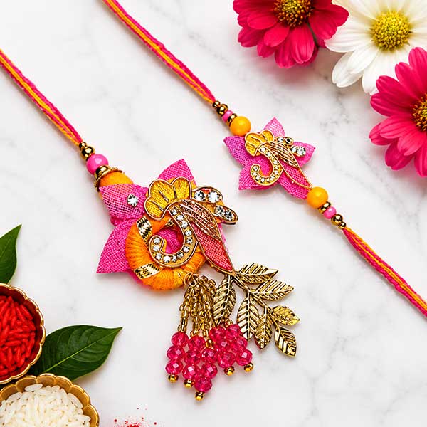 Zardoshi Satin Bhaiya Bhabhi Rakhi Set