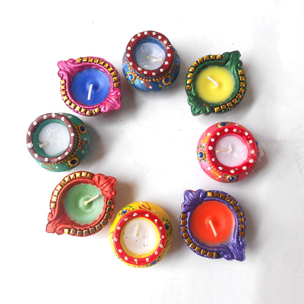 Colouful Diwali Diya Set of 8 Diyas