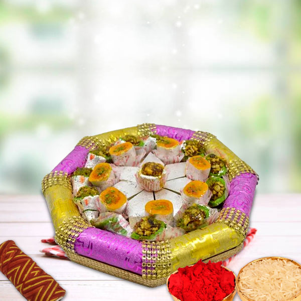 Assorted Pure Kaju Sweets Bhai Dooj Thali