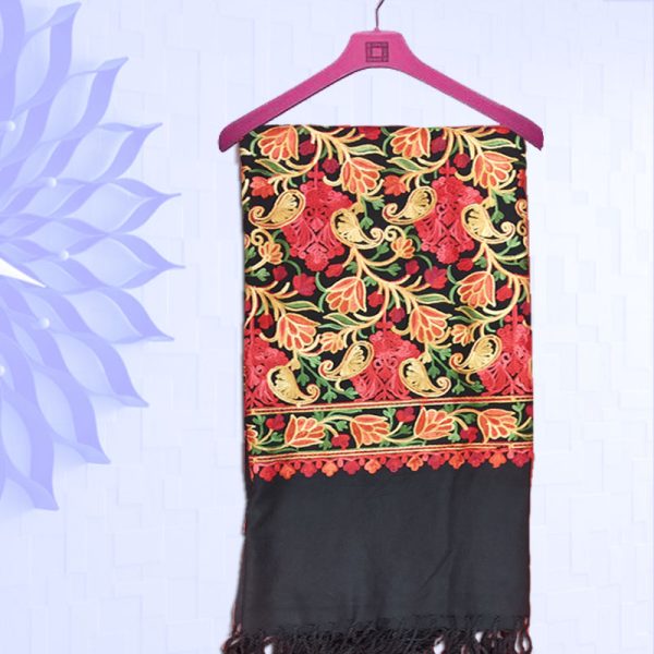 Black Embroidery Designer Kashmiri Ladies Shawl