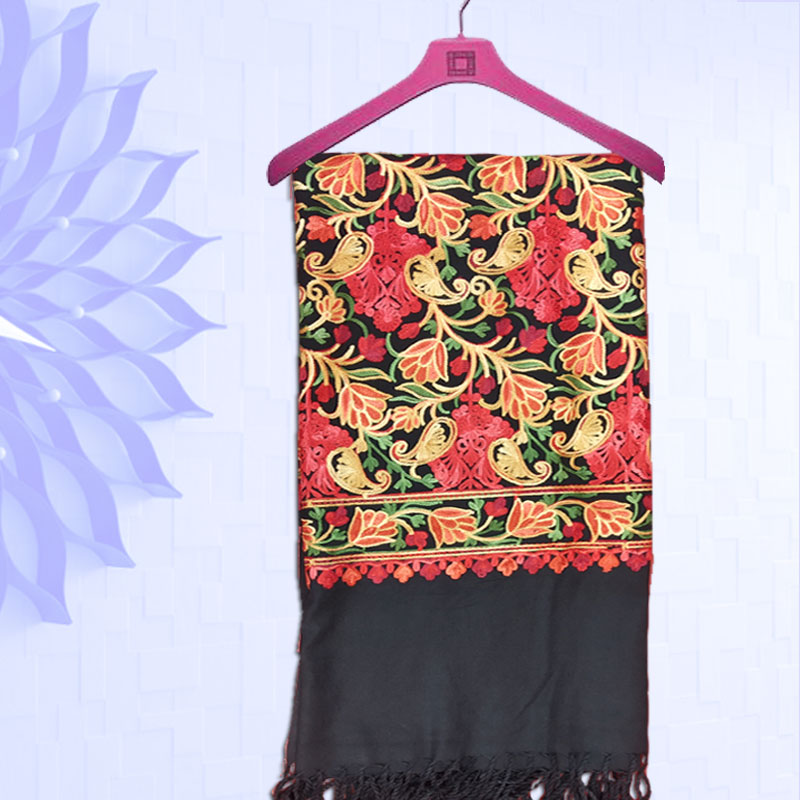 Black Embroidery Designer Kashmiri Ladies Shawl