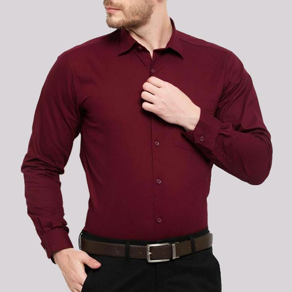 Parx Maroon Full Sleeve Men's Shirt