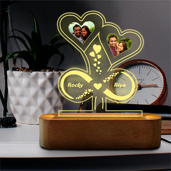 Heart Lamp with Personalized Name and Photos