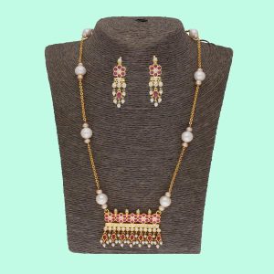 Raksha 1 Line Round Pearl Necklaces