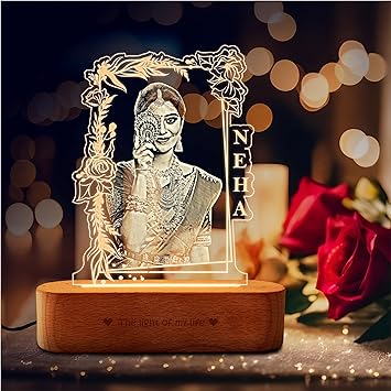 Wedding Gift for Bride Photo Engraved Lamp