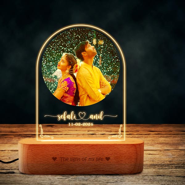 Full Moon Photo Lamp Personalized Anniversary Gift