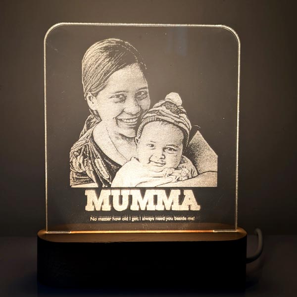 Eternal Need Engraved Mom and Child Lamp