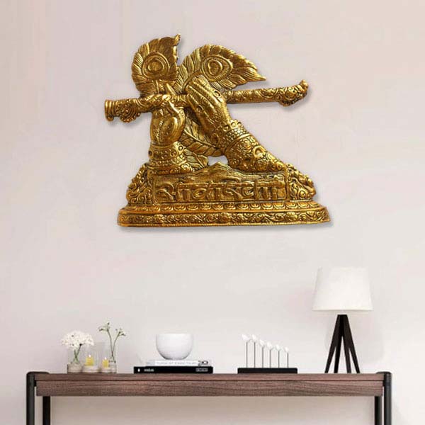 Sri Krishna Hands with Flute Metal Wall Hanging