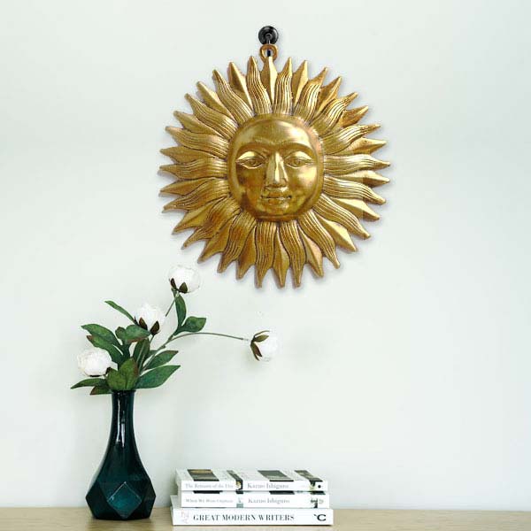 Lord Surya Golden Metal Wall Hanging