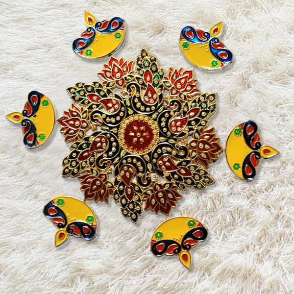 Peacock Diya Diwali Rangoli