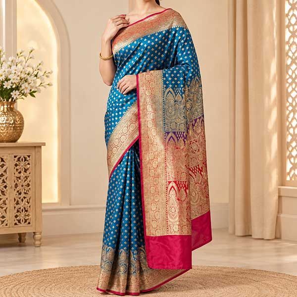 Blue Designer Benarasi Silk Saree