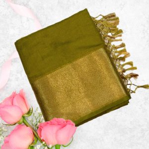 Green Designer Soft Lenin Silk Saree