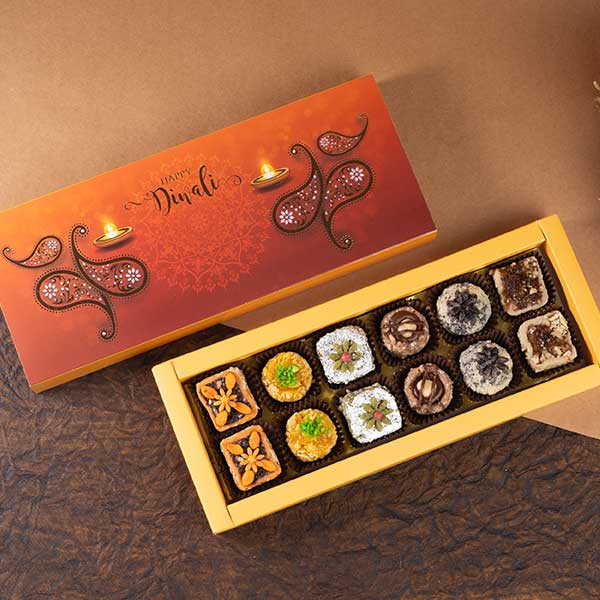Happy Diwali box of Assorted Dry Fruit Sweets 12 pcs